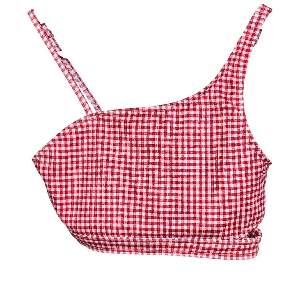 Abercrombie Kids Red Gingham One Shoulder Bikini Swim Topโ Cutout Girls 13/14